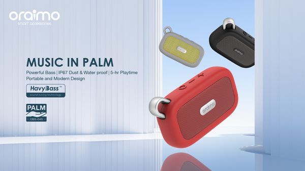 Oraimo OBS-04S PALM Mini HavyBass Portable IP67 Dust And Waterproof Wireless Speaker-Black