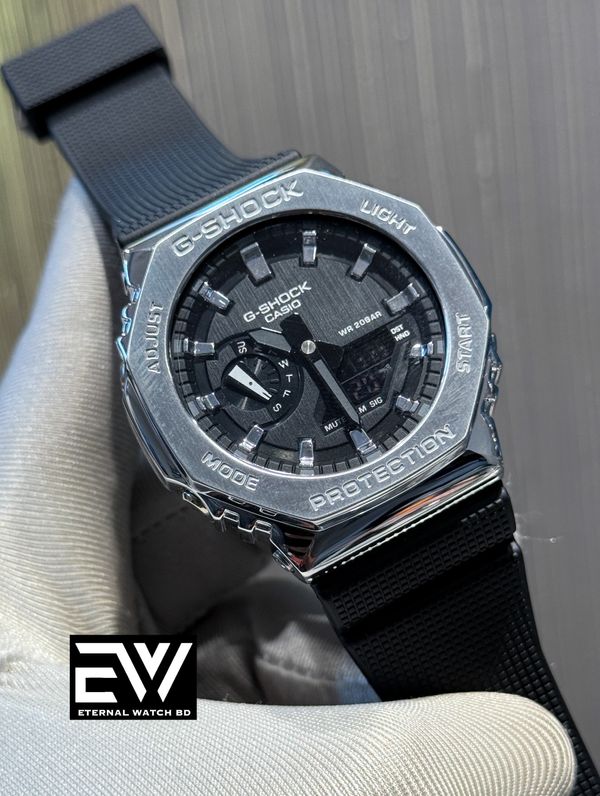 CASIO GSHOCK GM 2100 TITANIUM CASE BLACK BELT BLACK DIAL