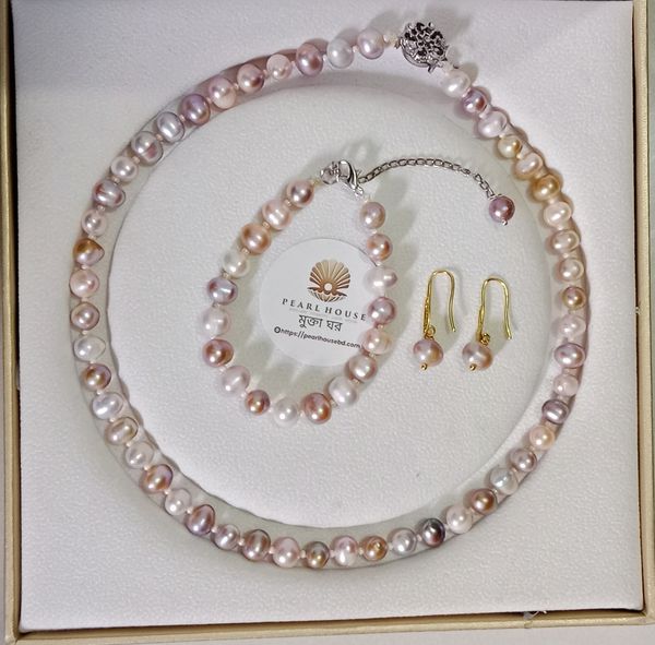 9 mm pearl Multicolor Necklace set