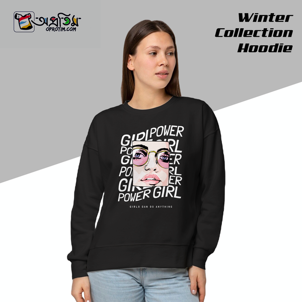 Ladies Black Design Printed Sweatshirt