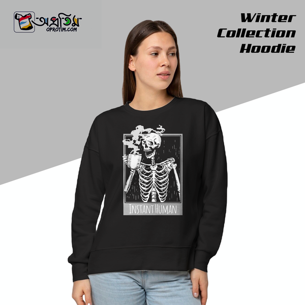 Ladies Black Design Printed Sweatshirt