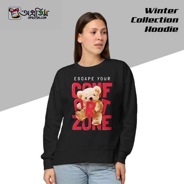 Ladies Black Design Printed Sweatshirt