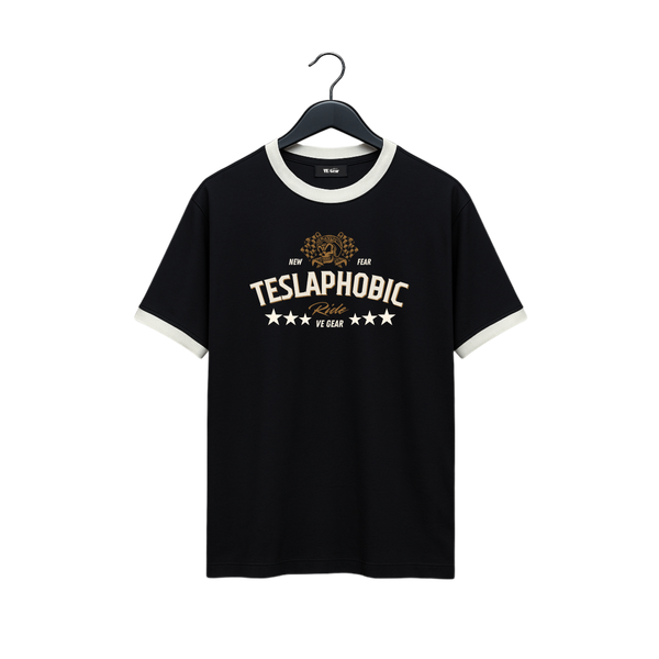 VE Gear “TESLAPHOBIC”  Black and white Oversized T-shirt