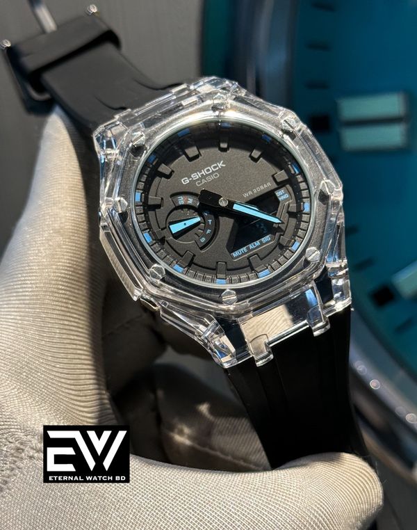 CASIO GSHOCK 2100 TRANSPARENT TIFFANY DIGITS BLACK BELT