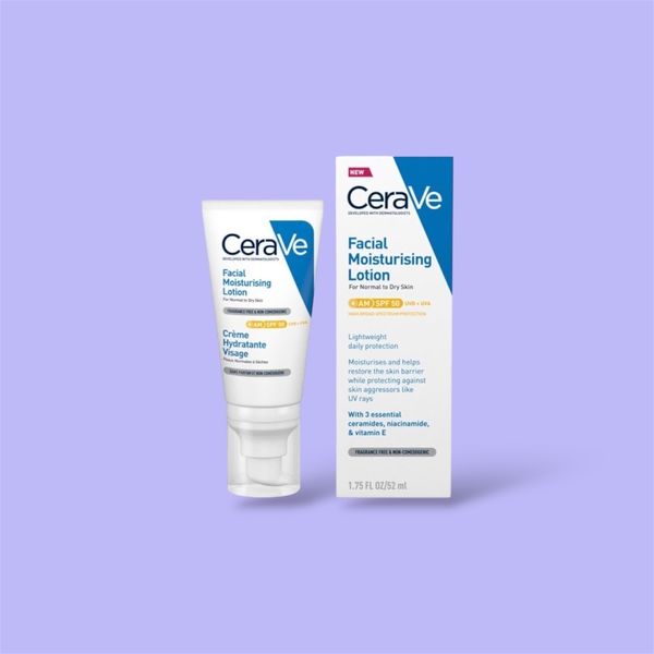 CeraVe AM Facial Moisturizing Lotion SPF50 with Ceramides and Vitamin E for Normal to Dry Skin 52ml