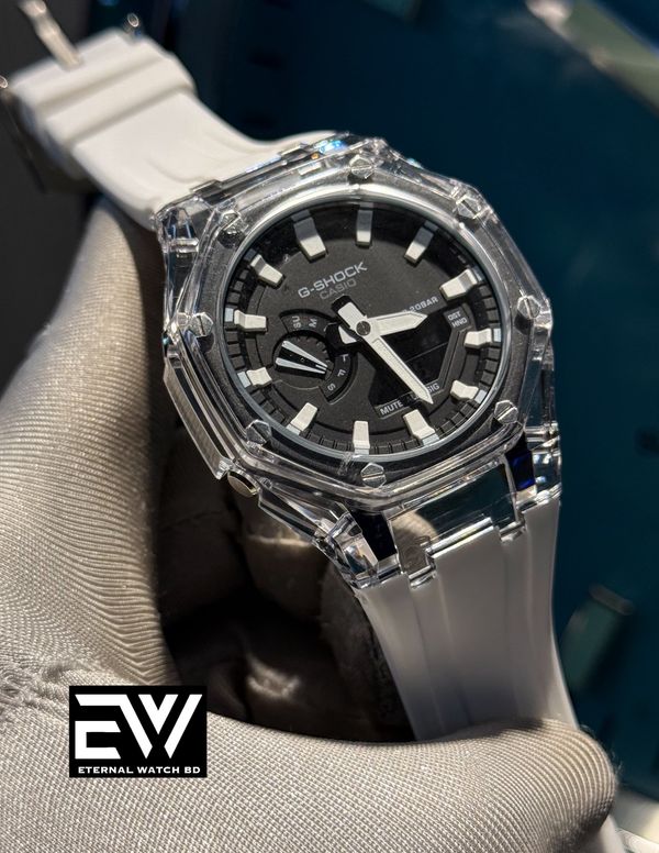 CASIO GSHOCK 2100 TRANSPARENT WHITE DIGITS WHITE BELT