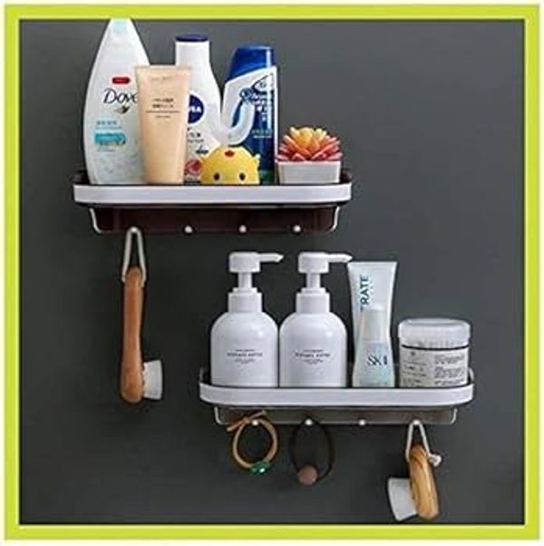 Bathroom Storage Shelf Wall Hanging Multifunct Self Adhesive Bathroom Cosmetic Shelf Rack Shower Shampoo Soap Organizer