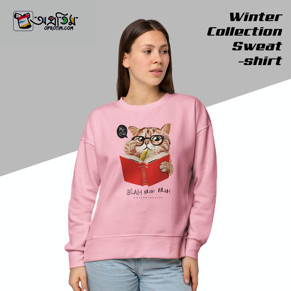 Ladies Black Design Printed Sweatshirt