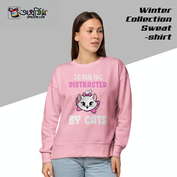 Ladies Black Design Printed Sweatshirt