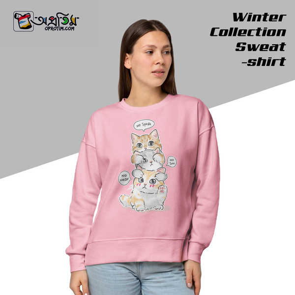 Ladies Black Design Printed Sweatshirt