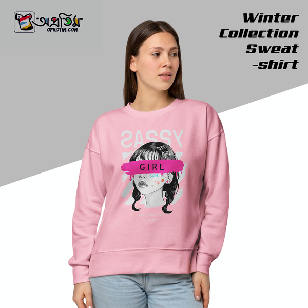 Ladies Black Design Printed Sweatshirt