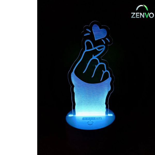 GearUP Acrylic Multicolor Night Lamp (Finger Heart)