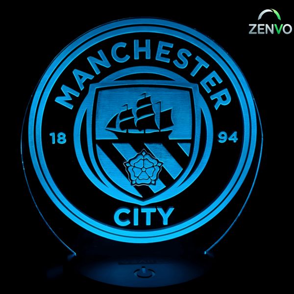 GearUP Acrylic Multicolor Night Lamp (Manchester City F.C.)