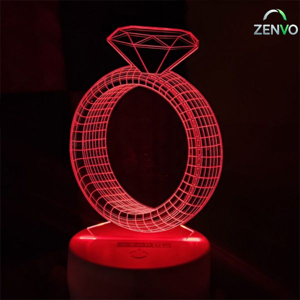 GearUP Acrylic Multicolor Night Lamp Black (Diamond Ring)