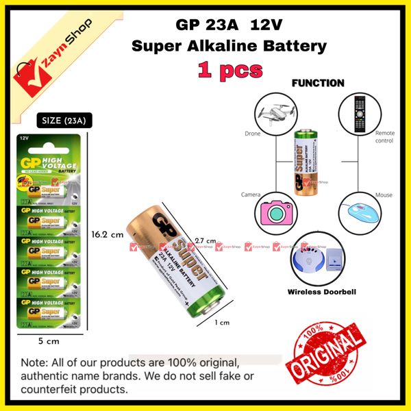 GP 23A 12V Alkaline Battery High Voltage 1pcs Use for Wireless Door Bell / Remote Control/Alarms