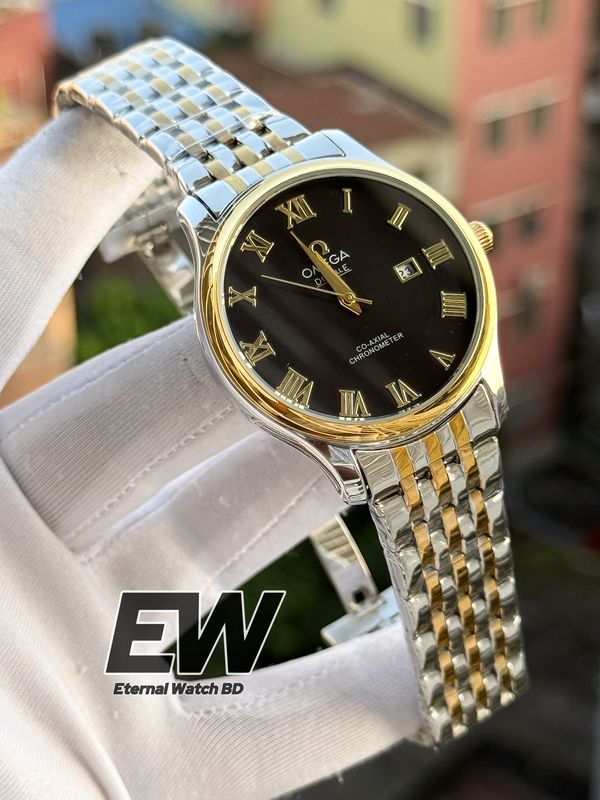 OMEGA SWEEP CHAIN TWO TONE BLACL DIAL