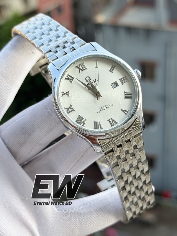 OMEGA SWEEP SILVER CHAIN WHITE DIAL