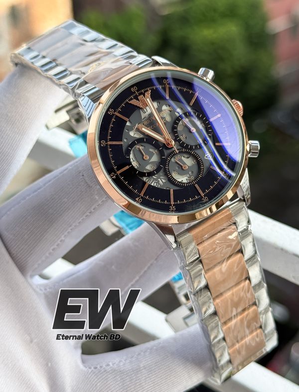 ARMANI CHAIN TWO TONE BLACK DIAL