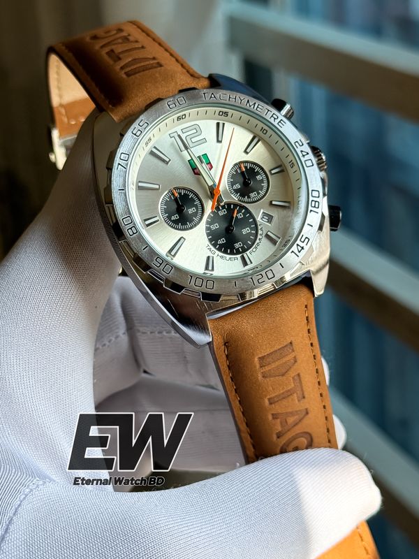 TAG ANNIVERSARY WHITE DIAL SILVER CASE BROWN BELT