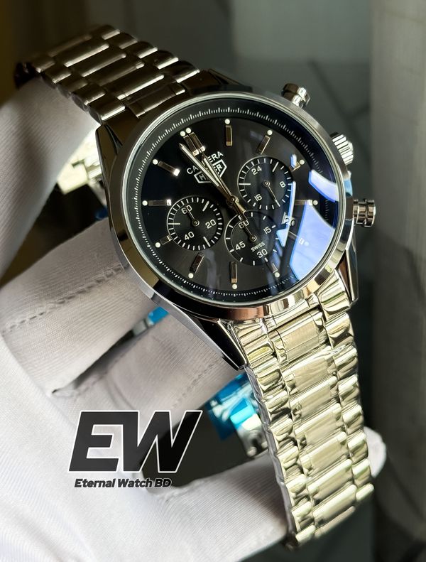 TAG 3 CHRONO SILVER CHAIN BLACK DIAL