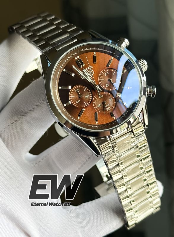 TAG 3 CHRONO SILVER CHAIN BROWN DIAL