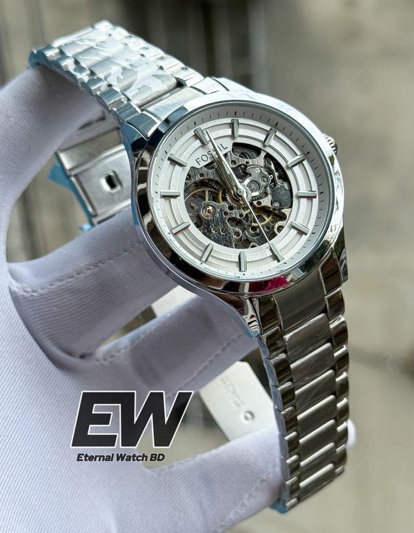 FOSSIL AUTOMATIC SILVER CHAIN WHITE DIAL