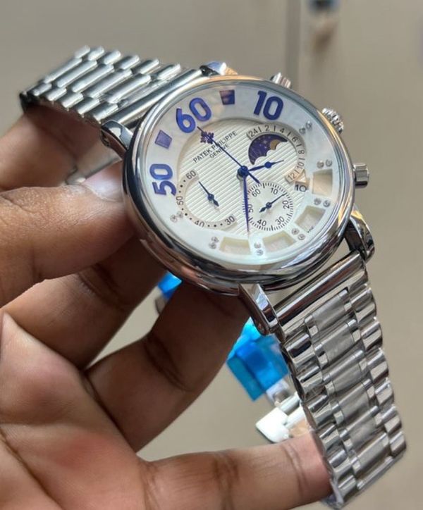 PATEK PHILIPPE SILVER BODY WHITE DIAL BLUE DIGIT