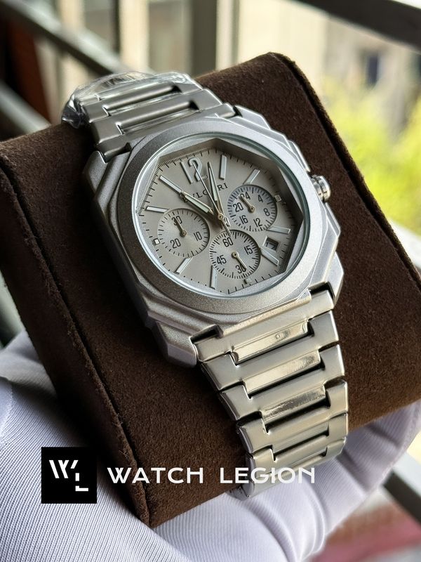 BVLGARI CHRONO CHAIN MATT SILVER GREY DIAL