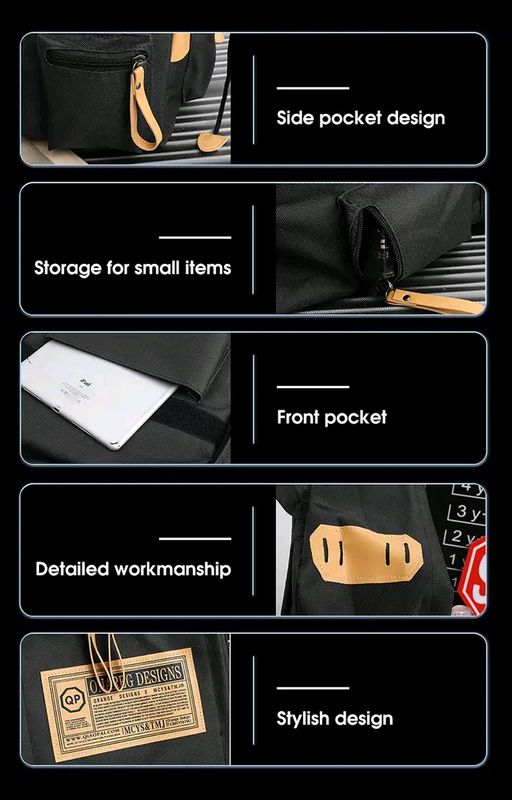 LouisWill Unisex Backpack Large Capacity Shoulder Bag Fashion Student Bag School Bag Hiking Travel Bags Men's Waterproof Bag Casual Nylon Backpacks - Image 8