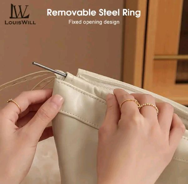 LouisWill Cosmetic Bag Case Portable Travel Toiletry Bags PU Leather Makeup Pouch Handbag Organizer Large Capacity Cosmetic Bag with Lanyard for Traveling Business Trip Home Tidy - Image 8