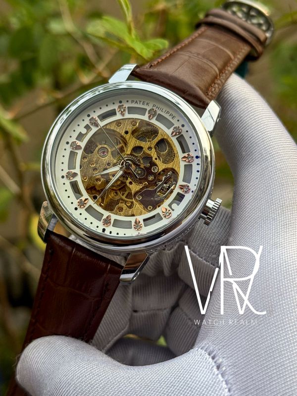 PATEK AUTO STONE WHITE BROWN