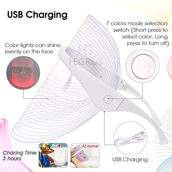 HEGRUS 7 Colors LED Photon Therapy Facial Light Face Mask - Image 5