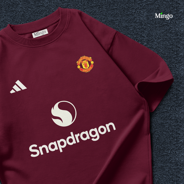 MANU - Maroon Dropshoulder Tshirt - Image 2