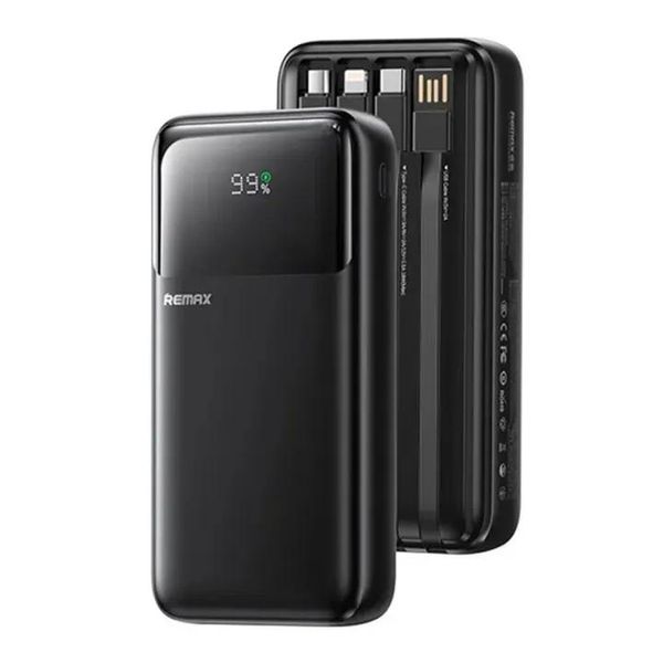 REMAX FCP-2 20000mAh Power Bank with 4 Built-in Cables – Black