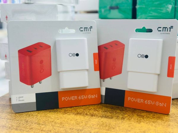CMF by Nothing 65W Gan Type C 3 Port Wall Charger Adapter, USB C1 65 W, USB C2 45W, USB A 18W, Max Capacity 65 watt Adaptor