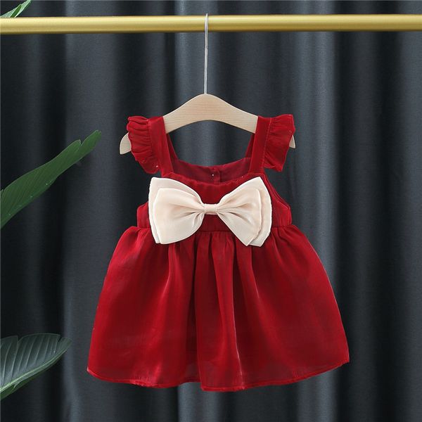 Imported 🌼 Baby Girls’ Spring & Summer Lace Flying Sleeve Dress – Solid Color Vest Style