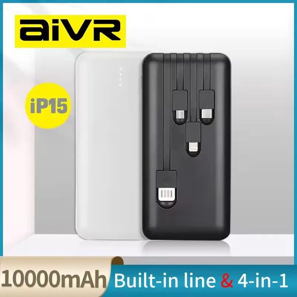 AIVR iP15 10000mAh 4-in-1 Fast Charging Power Bank – Black