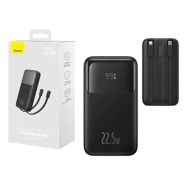 Baseus Comet Series 22.5W 20000mAh Dual Cable Digital Display Power Bank – Black Color
