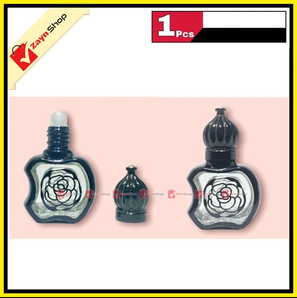 Empty Roll on attar Bottle Glass apple shape 10ml Refillable Black Color 1pcs