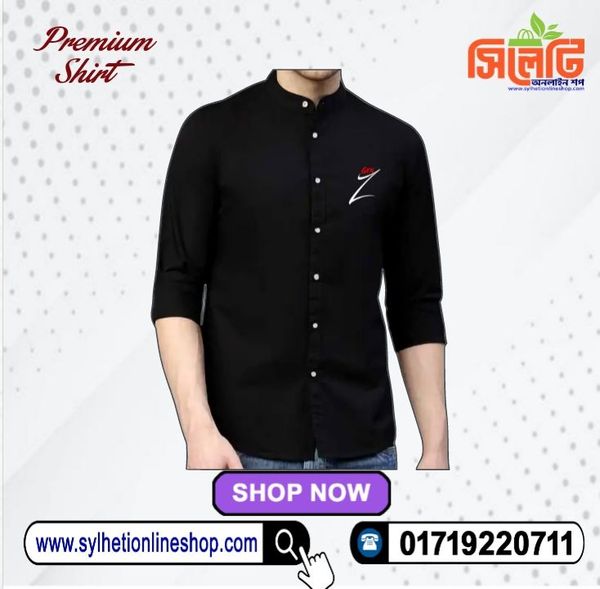 Premium Printed Ban Collar Shirt for Men (Code: 971300)