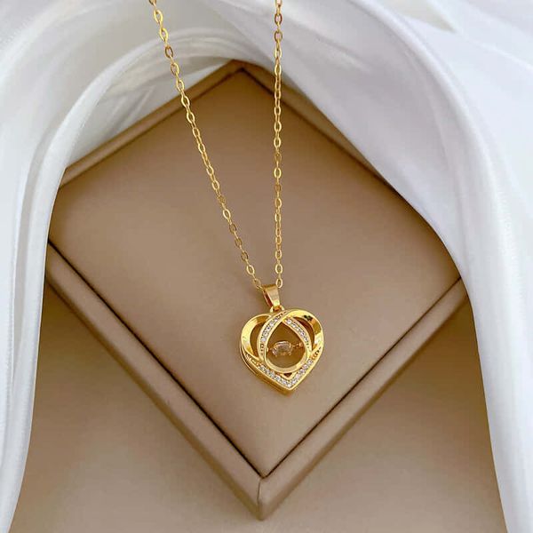 Love Zircon Yellow Heart-Shaped Pendant