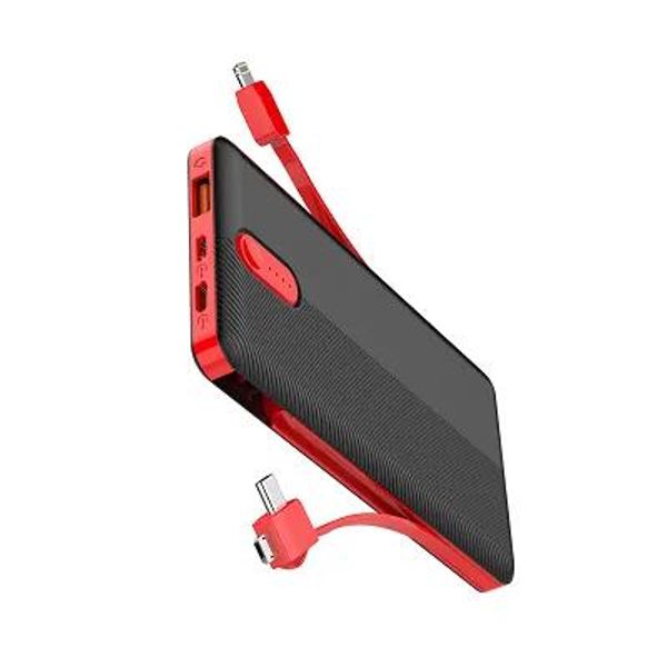 Ldnio PL1013 Dual USB Output Port 10,000 mAh Power Bank with Build-in Cable – Black Color