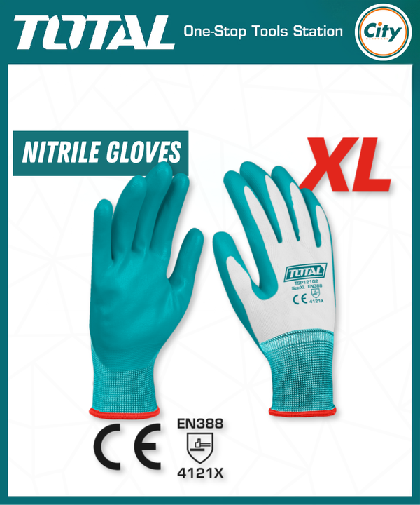 ১ জোড়া নাইট্রিল গ্লাভস সাইজ XL প্রফেশনাল মানের Total Tools
