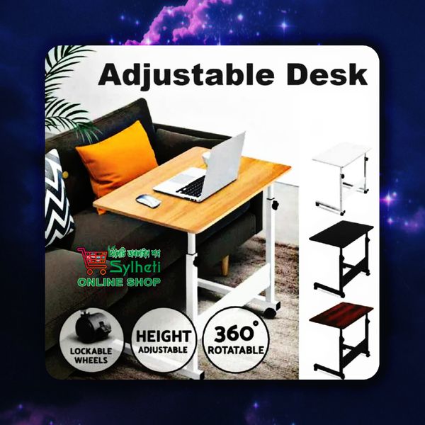 Adjustable Reading Table, Moveable & Height Adjustable Laptop Table Metal Frame and MDF Desktop Home Office Furniture Folding Computer Table