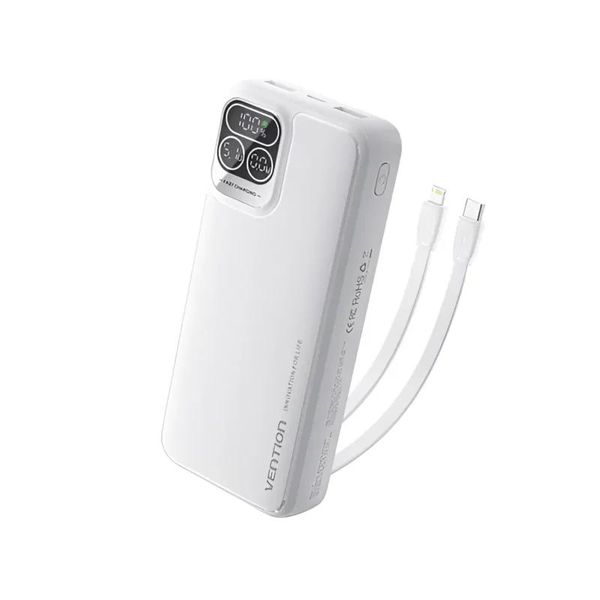 Vention I13WB-V2 10000mAh 22.5W LED Display Power Bank – White