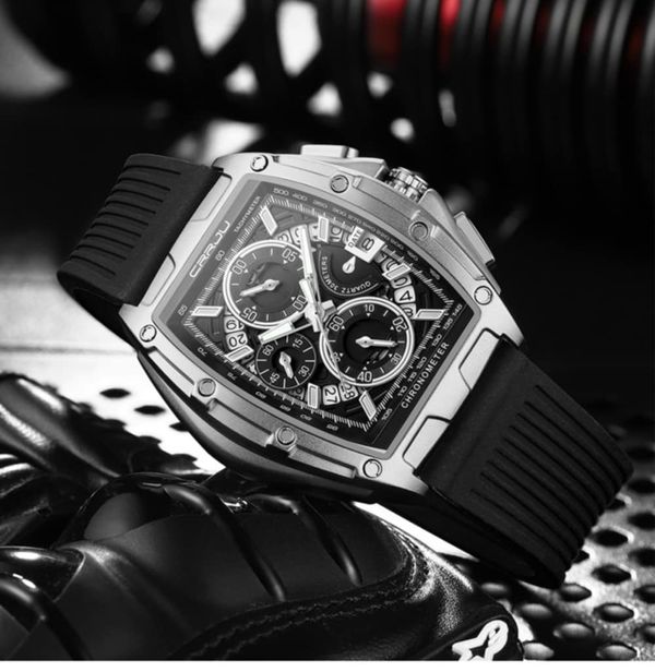Fashionable CRRJU RM Style Silicone Strap Men's Watch
