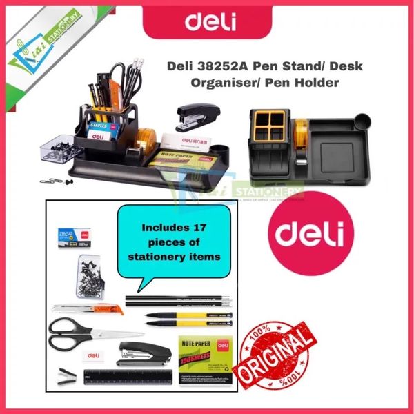 Deli Desk Organizer 38252A Desk Pen Holder - Includes 17 pieces of stationery items