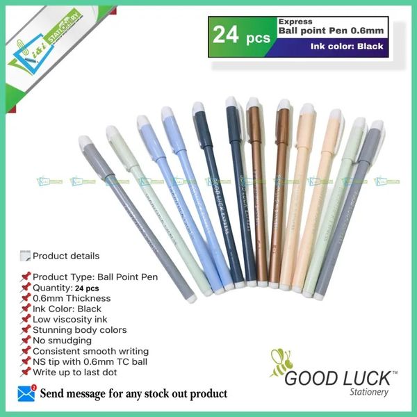 Good Luck EXPRESS DF Ball point pen Black ink 0.6mm Random Body color 24 pcs