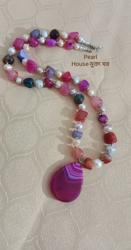 Pearl & Stone Combination Necklace