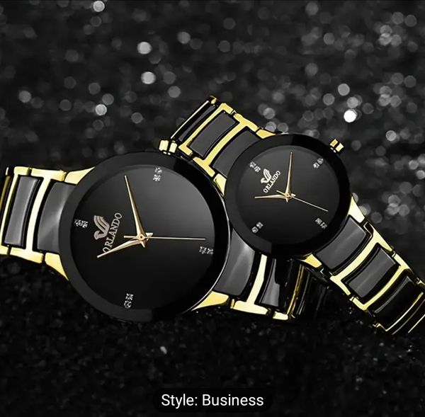 2pcs Men'S Retro Luxury Couple Quartz Watch Set